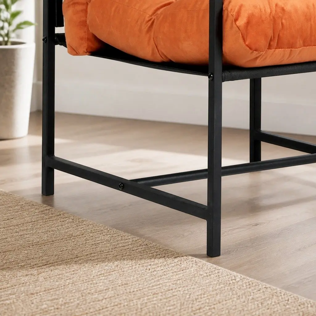 Metal Frame Lounge Chair with Velvet Cushion