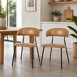 Dining Chairs PU Leather Kitchen Lounge Seating Padded Seat Low Back Modern