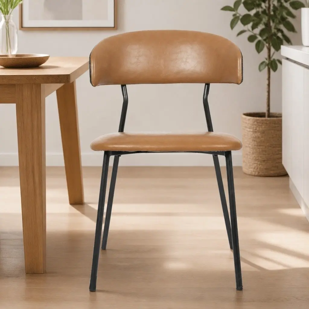 PU Leather Dining Chairs with Strong Metal Support