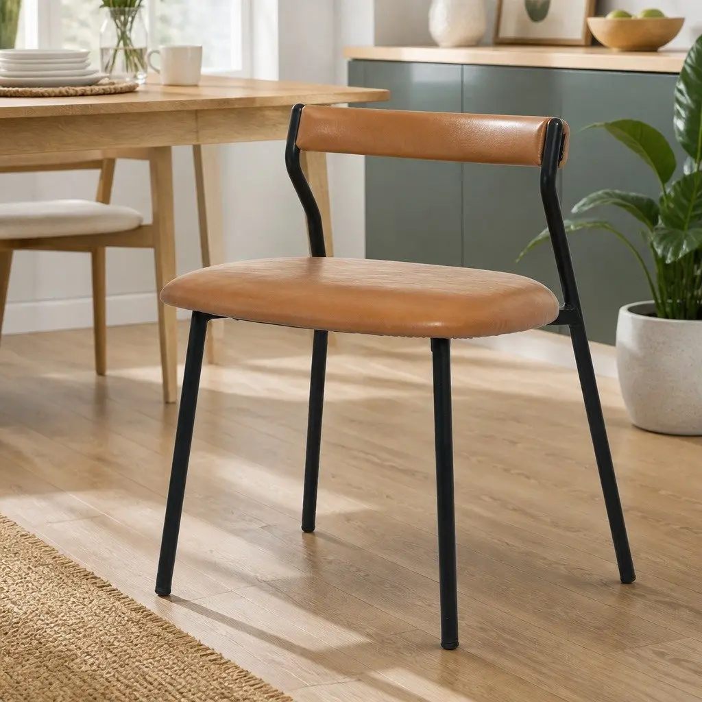 PU Leather Dining Chairs with Strong Metal Support