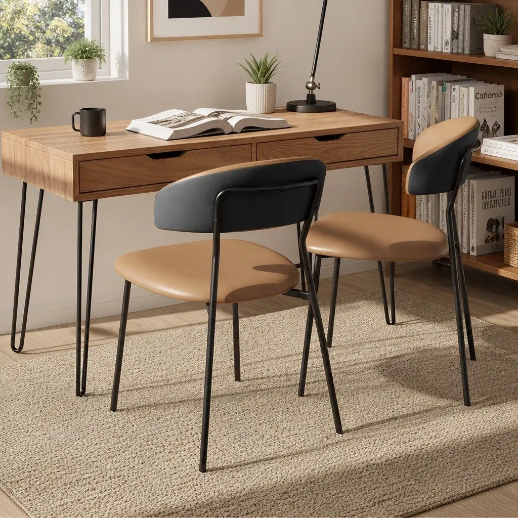 PU Leather Dining Chairs with Strong Metal Support