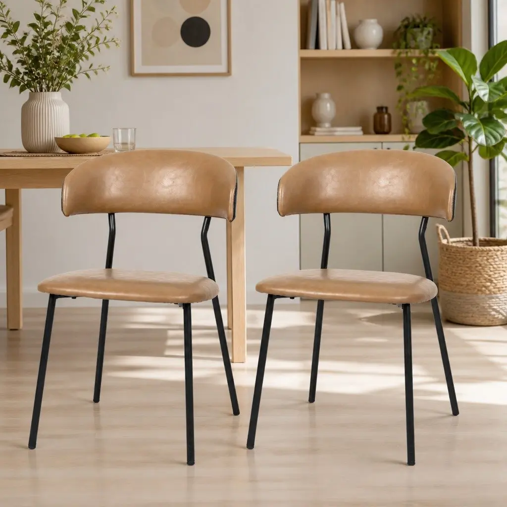 PU Leather Dining Chairs with Strong Metal Support