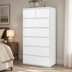 Premium Tall Storage Cabinet with 7 Drawers in White