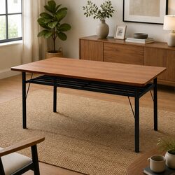 Durable 150cm Dining Table with Storage Shelf for 4-6