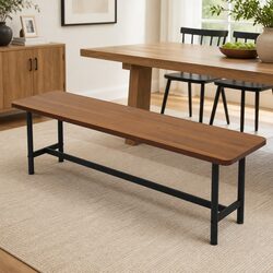 Sturdy Brown MDF Dining Bench Chair for 2-3 People