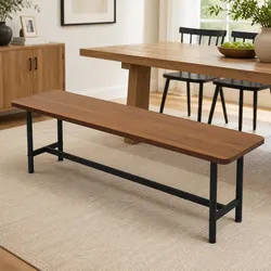 Sturdy Brown MDF Dining Bench Chair for 2-3 People