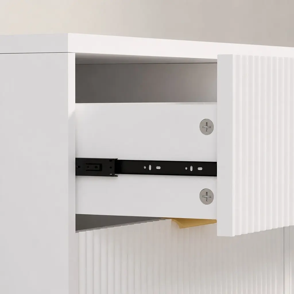 Chest of Drawers MDF Steel 120cm x 40cm x 75cm White Gold