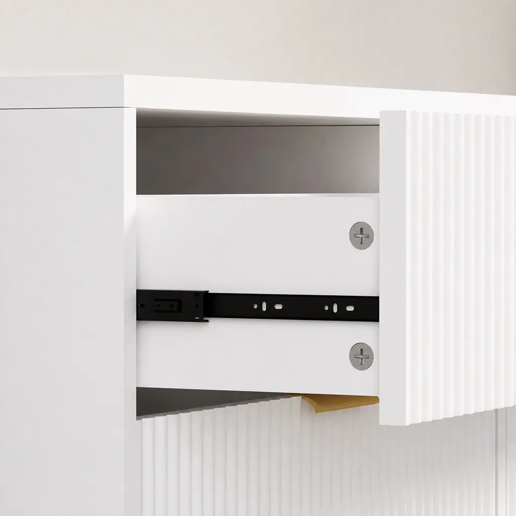 White Sideboard Cabinet with 3 Drawers and 2 Doors