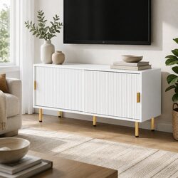 Stylish 120cm White TV Cabinet with Gold Accents