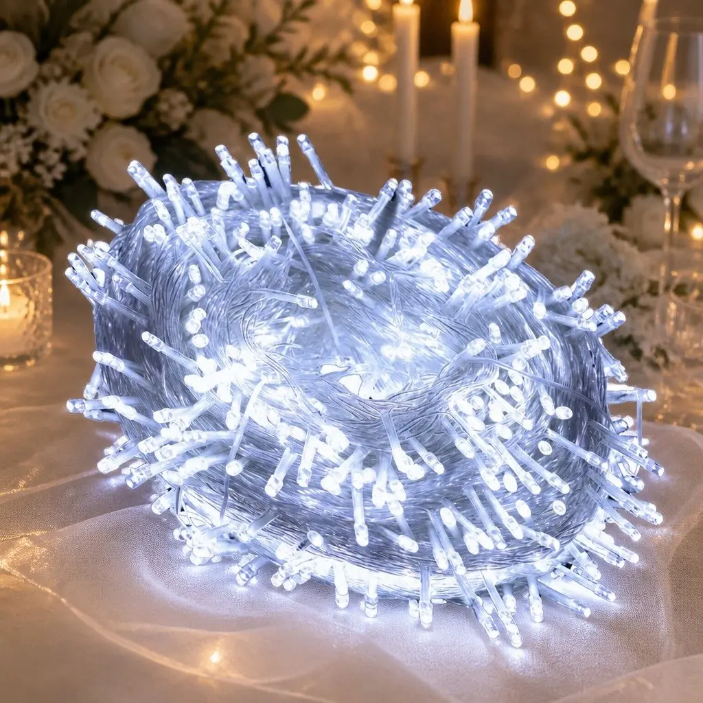 Curtain String Lights 300 LED Cool White Wedding Party Indoor Outdoor Decor
