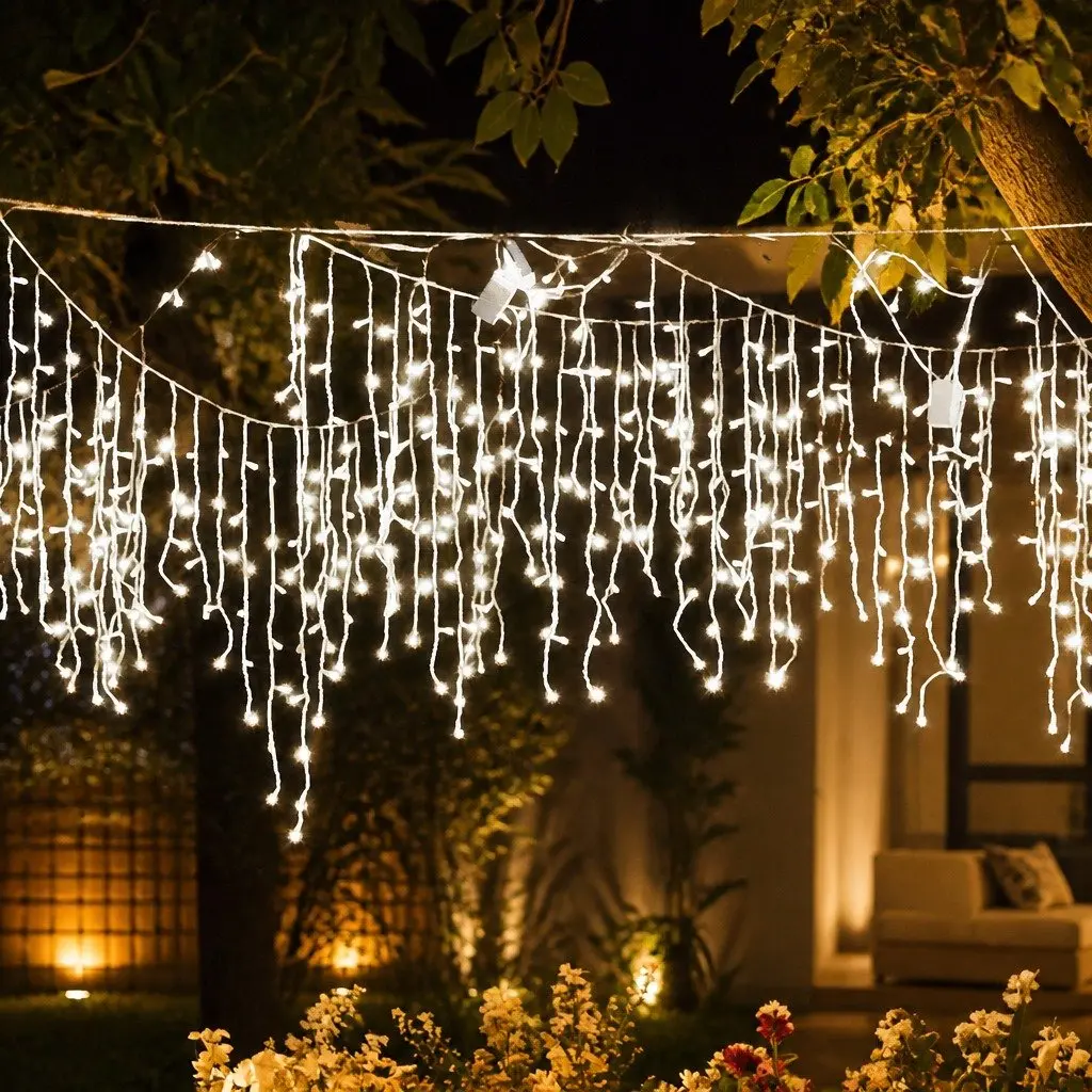 Curtain String Lights 300 LED Cool White Wedding Party Indoor Outdoor Decor
