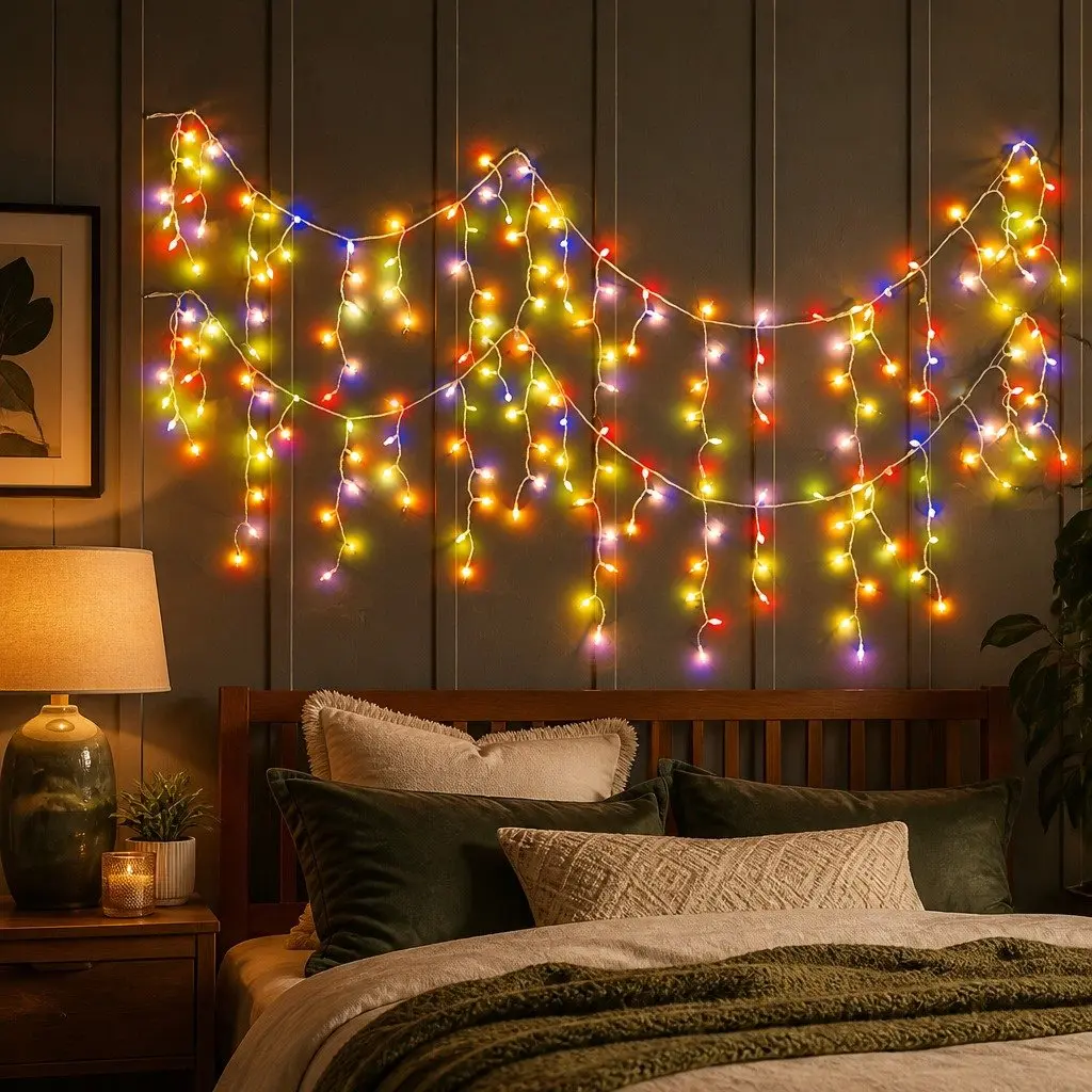 LED Curtain String Lights Waterproof PVC 300 Lights Multi Colour