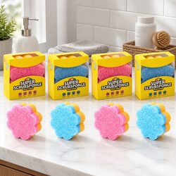 Premium Dual Sided Sponge 10cm Pack of 4 for Cleaning