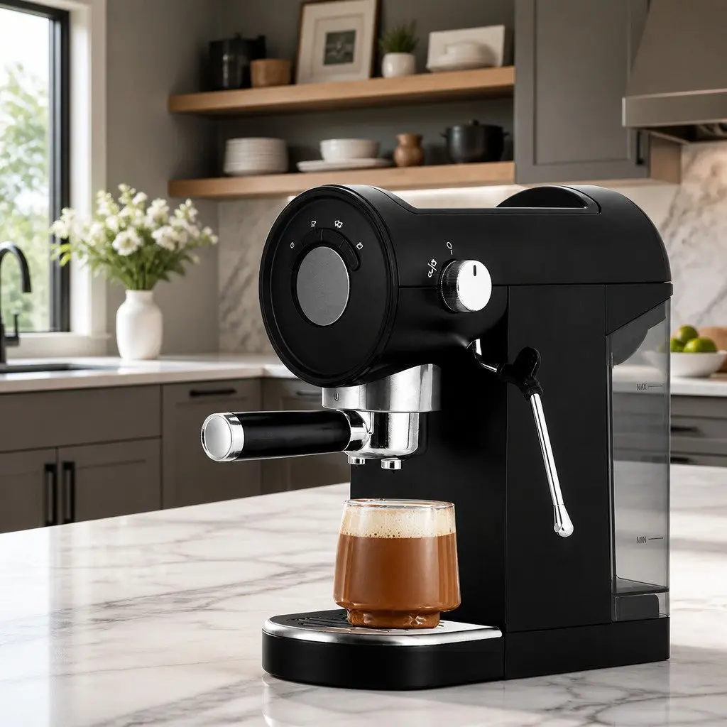 Espresso Coffee Machine 20 Bar Metal Black