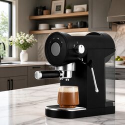 20 Bar Espresso Coffee Machine with Milk Frother in Black