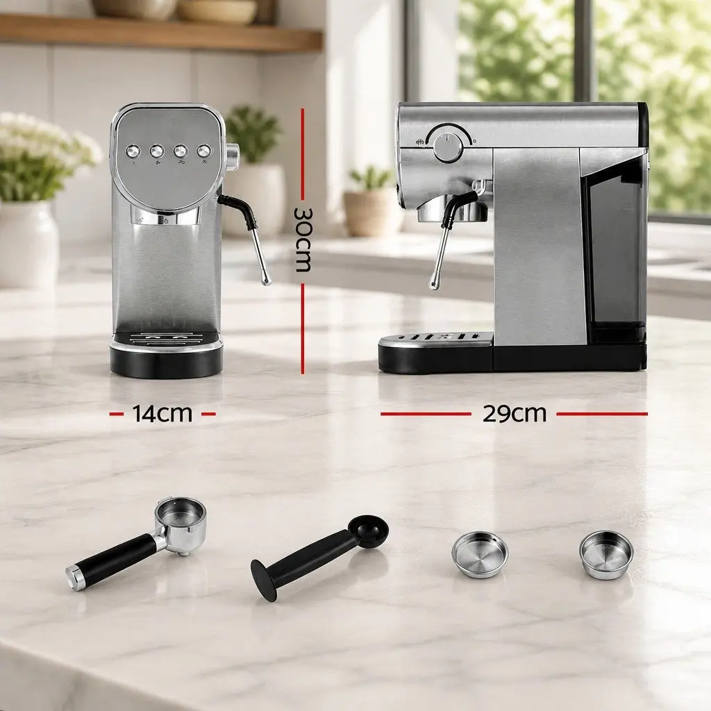 Espresso Coffee Machine Metal 20 Bar Silver