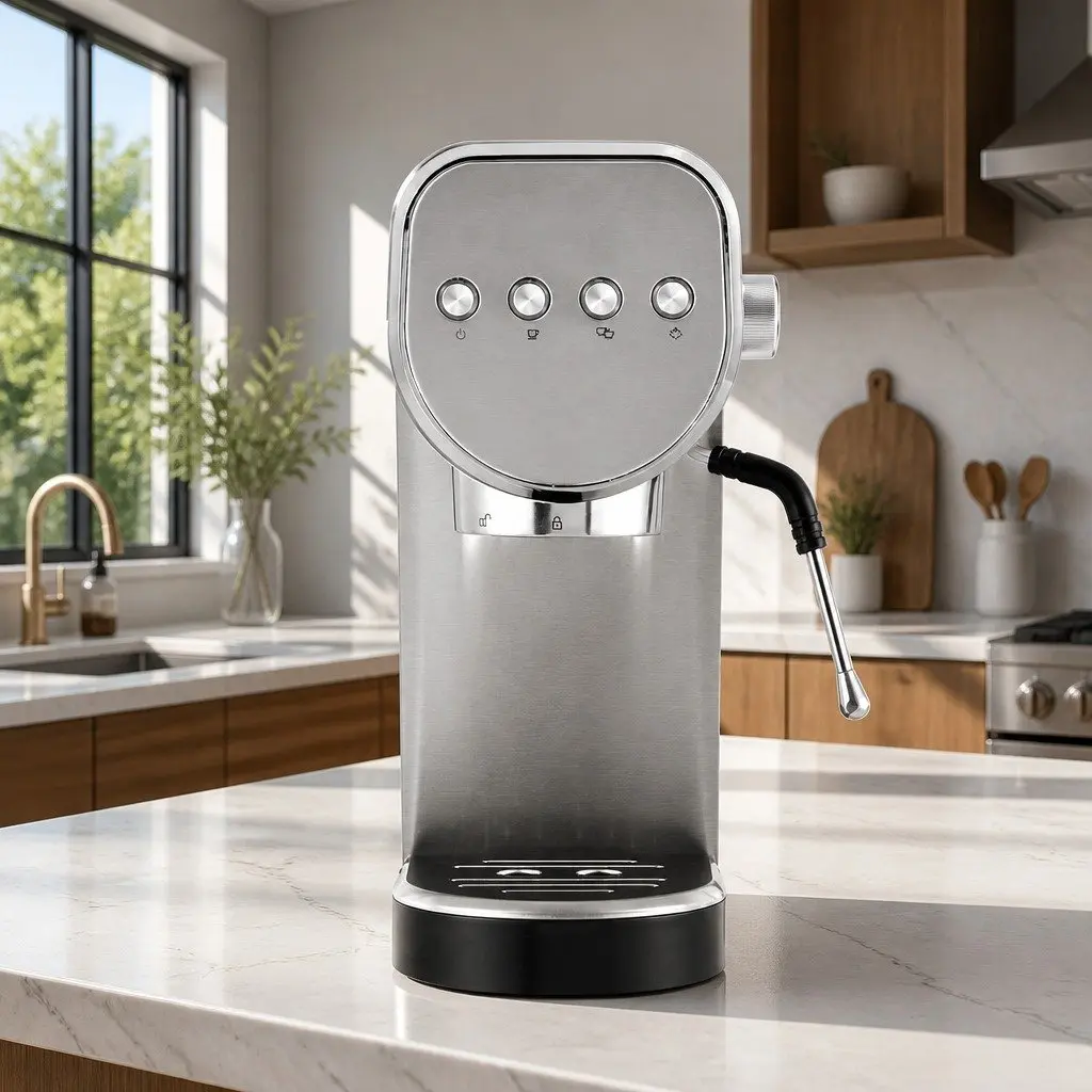 Espresso Coffee Machine Metal 20 Bar Silver