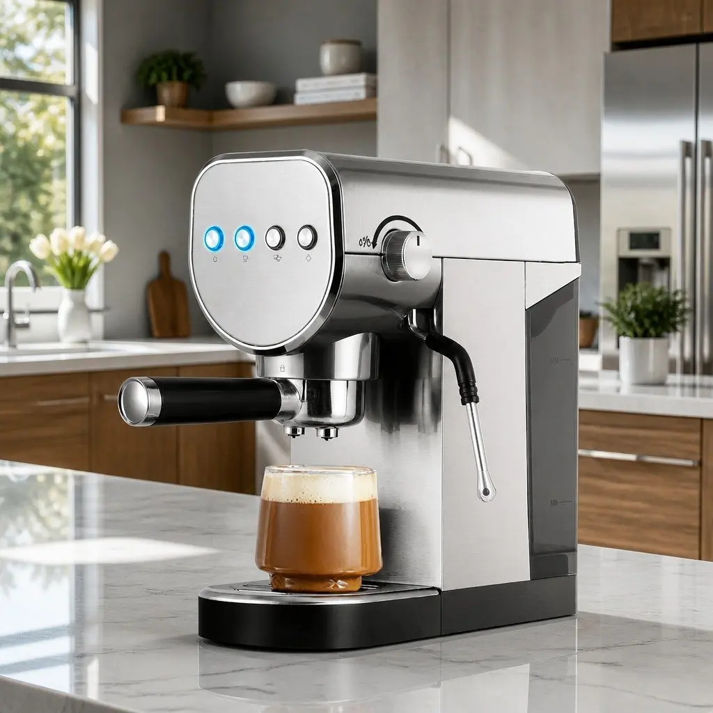 Espresso Coffee Machine Metal 20 Bar Silver