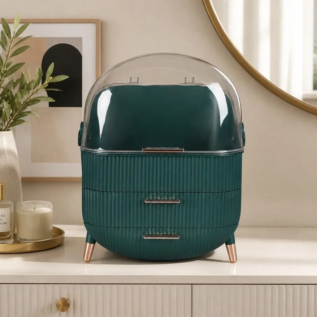 Makeup Storage Case PS ABS 27cm x 17.8cm x 37.5cm Green