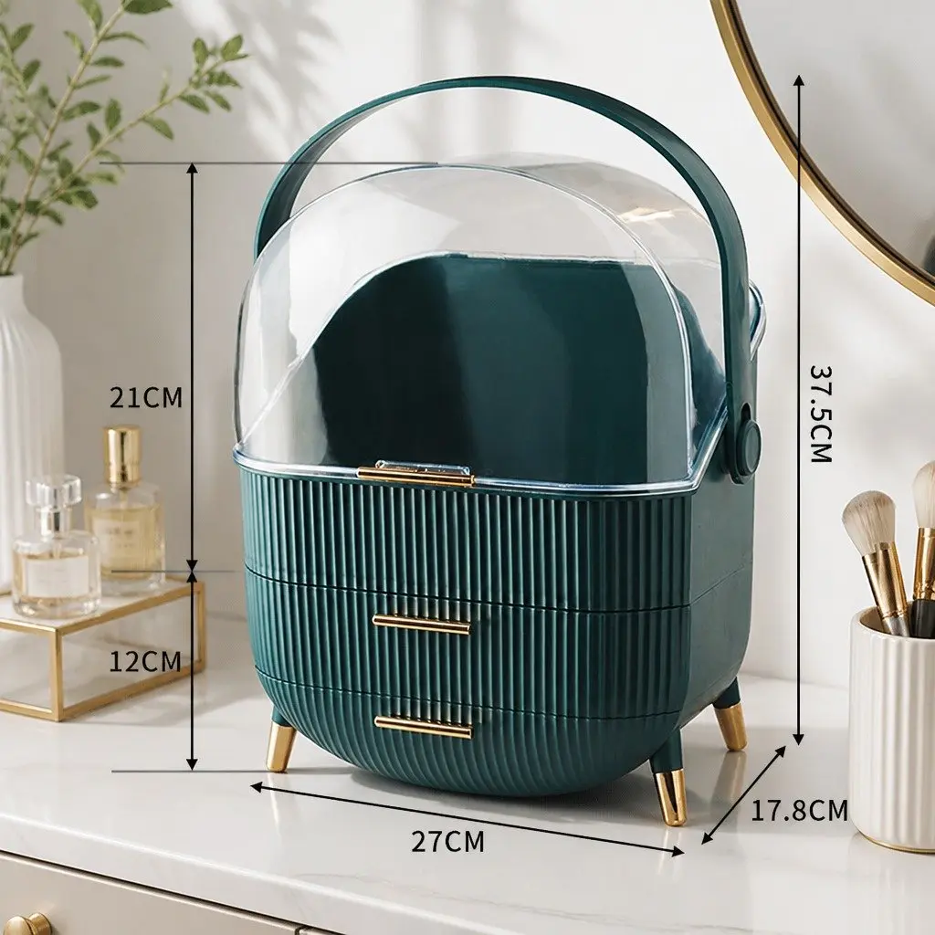 Makeup Storage Case PS ABS 27cm x 17.8cm x 37.5cm Green