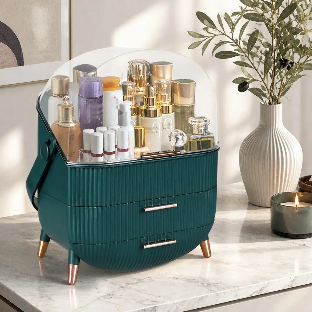 Makeup Storage Case PS ABS 27cm x 17.8cm x 37.5cm Green