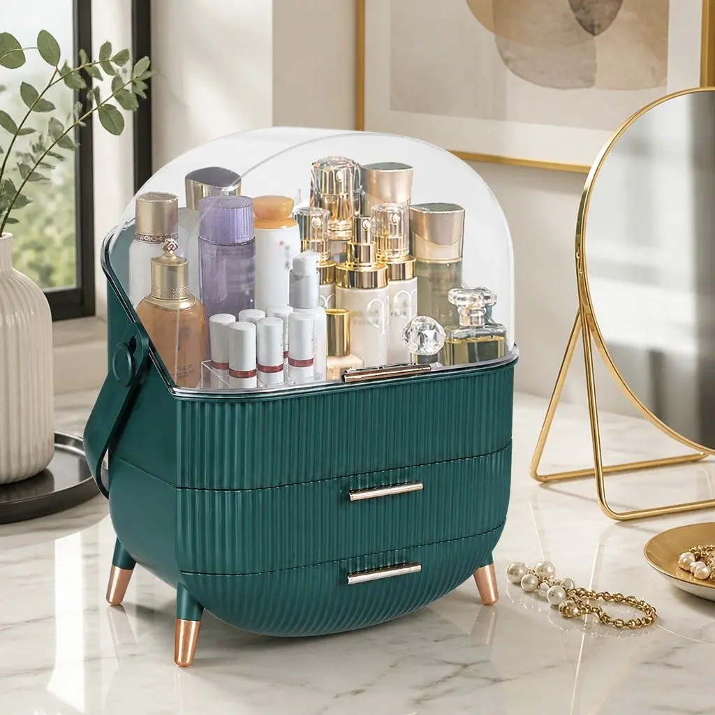 Makeup Storage Case PS ABS 27cm x 17.8cm x 37.5cm Green