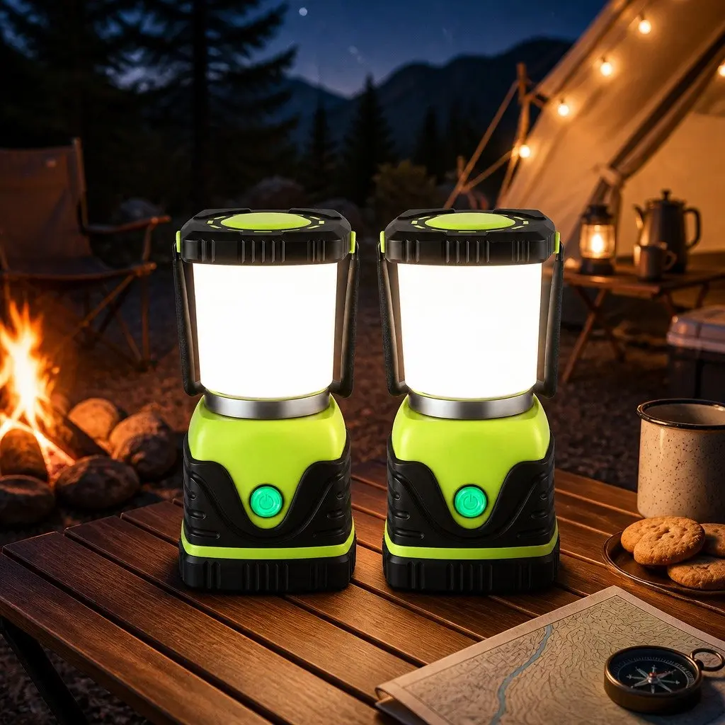 LED Camping Lantern PVC 2-Pack 1000LM Green