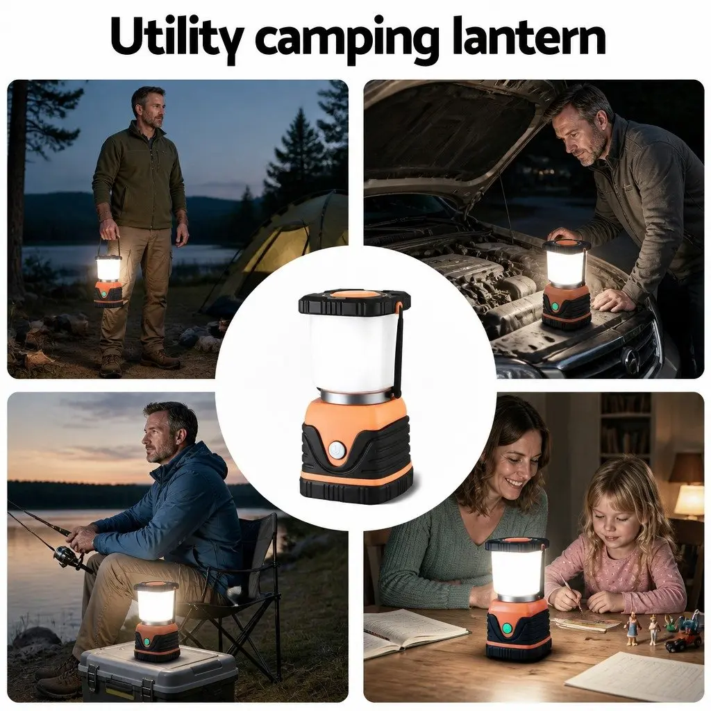 LED Camping Lanterns PVC 1000LM 2-Pack Orange