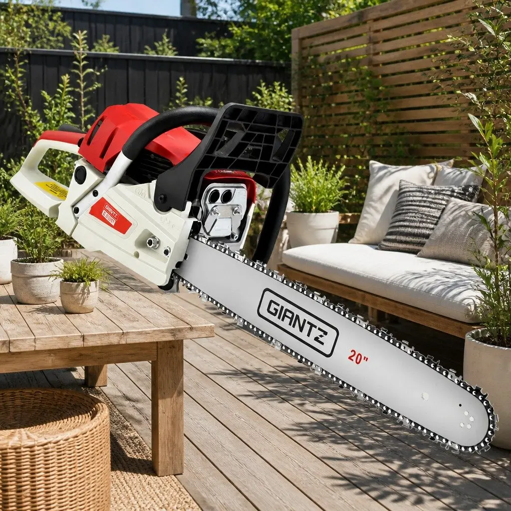 Chainsaw 58cc Petrol 20 Inch Bar 2 Stroke Red & White