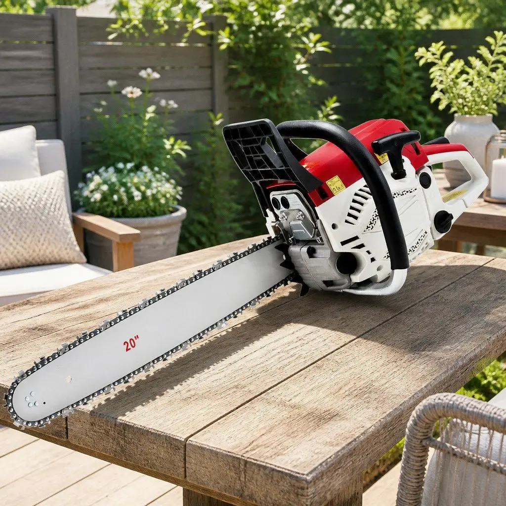 Chainsaw 58cc Petrol 20 Inch Bar 2 Stroke Red & White