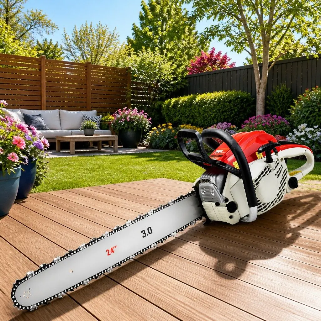 Chainsaw 65cc Petrol 24 Inch Bar Red & White
