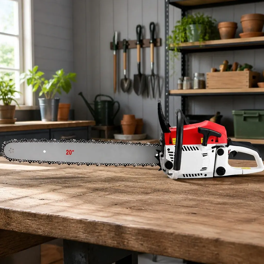 62CC 20" Bar Petrol Chainsaw E-Start Commercial Tool