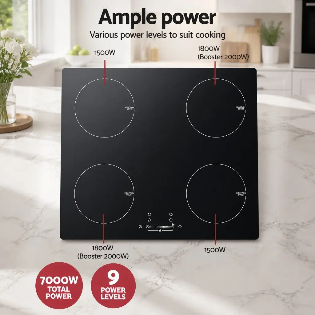 60cm Black Induction Cooktop with Touch Control