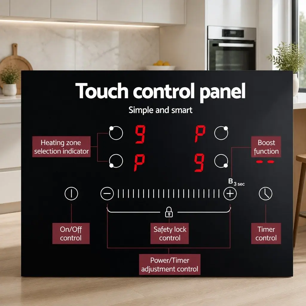 60cm Black Induction Cooktop with Touch Control
