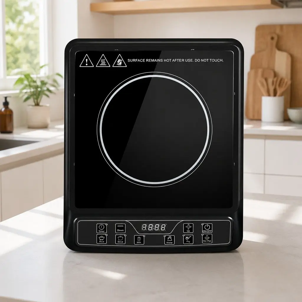 Induction Cooktop Black Ceramic Glass 30cm Single Burner Portable Electric Cooker