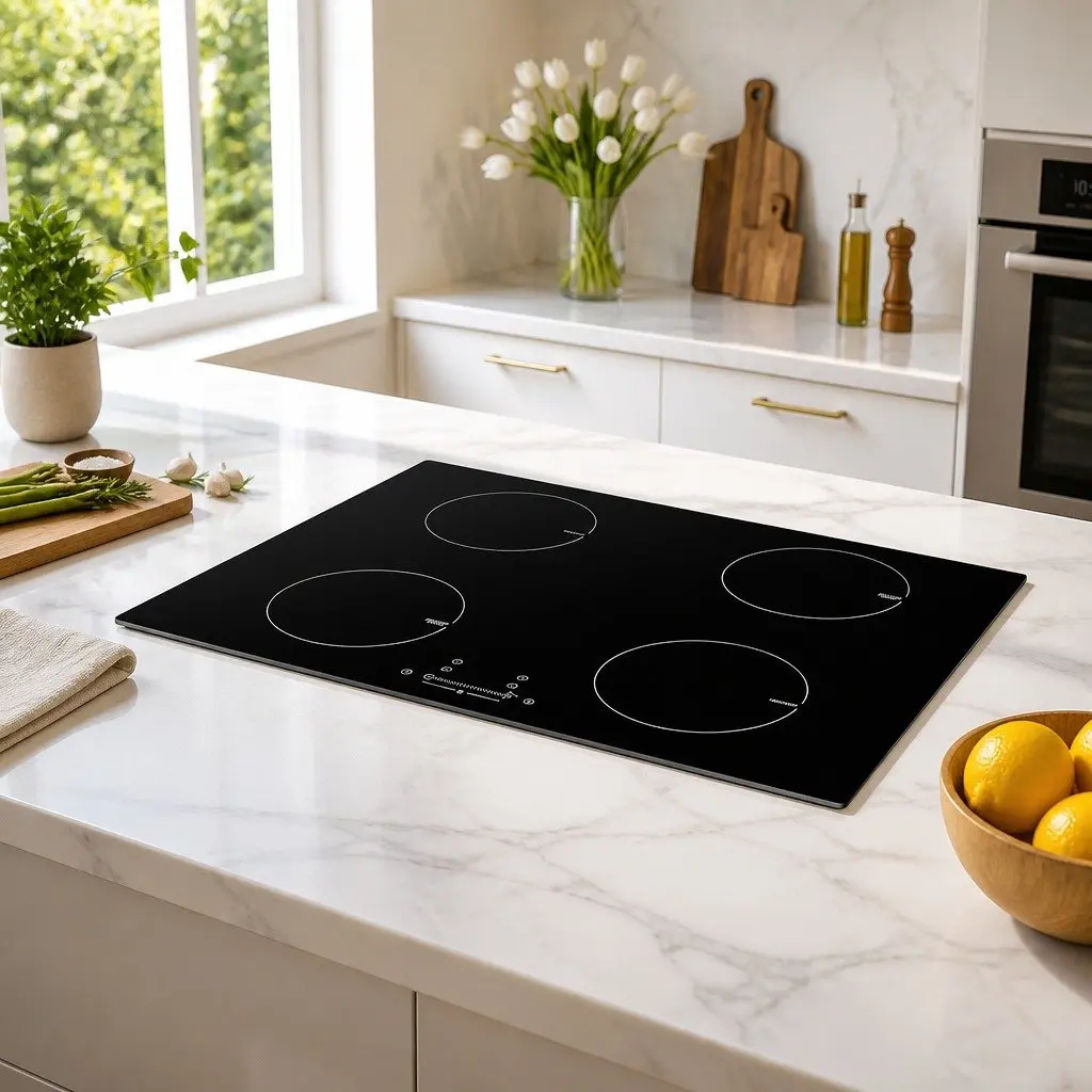 Induction Cooktop Black Ceramic Glass 70cm 4 Zones