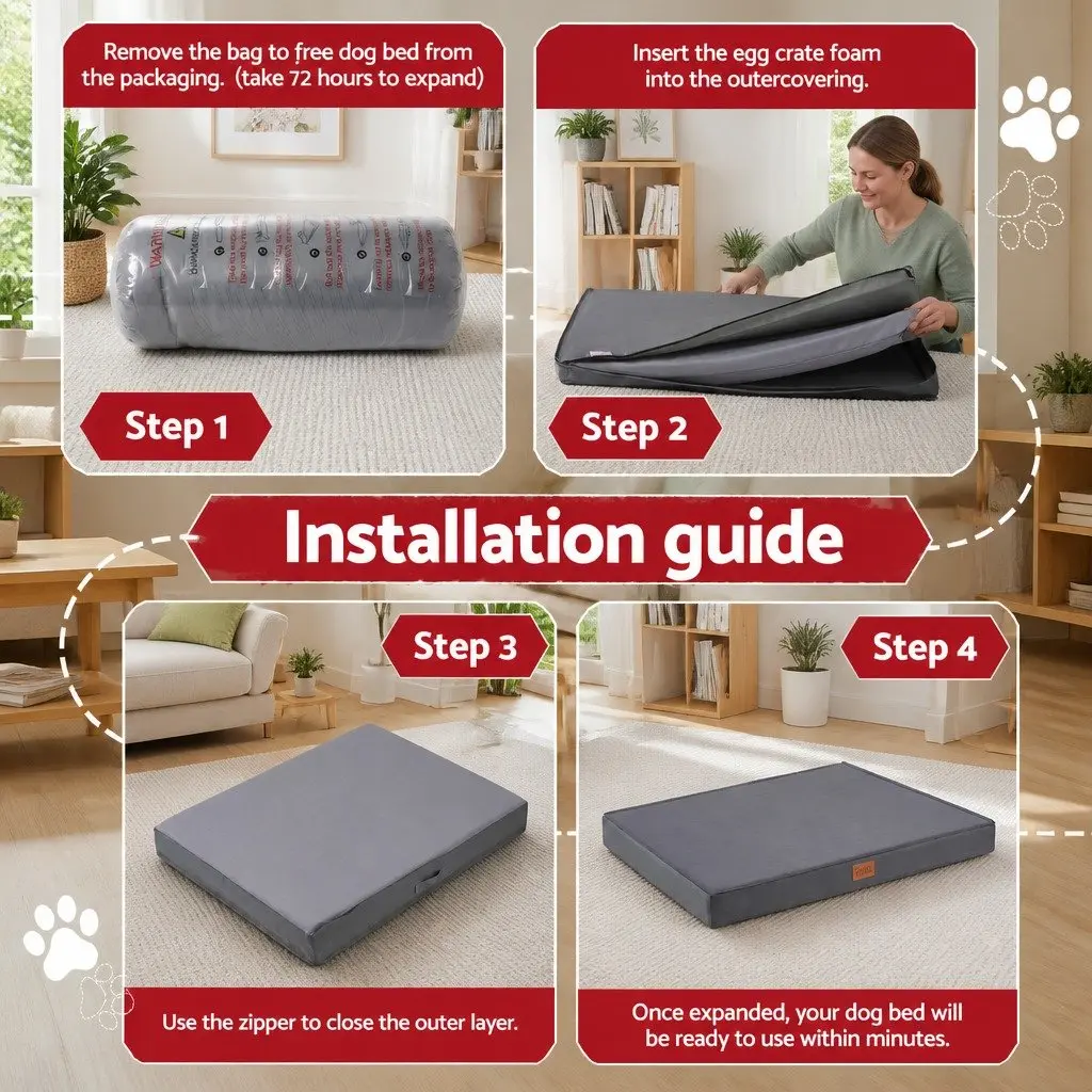 Large Orthopedic Dog Bed with Water-resistant Foam Core