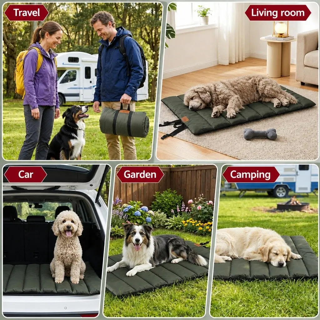 Large Water-Resistant Outdoor Dog Bed for Active Dogs