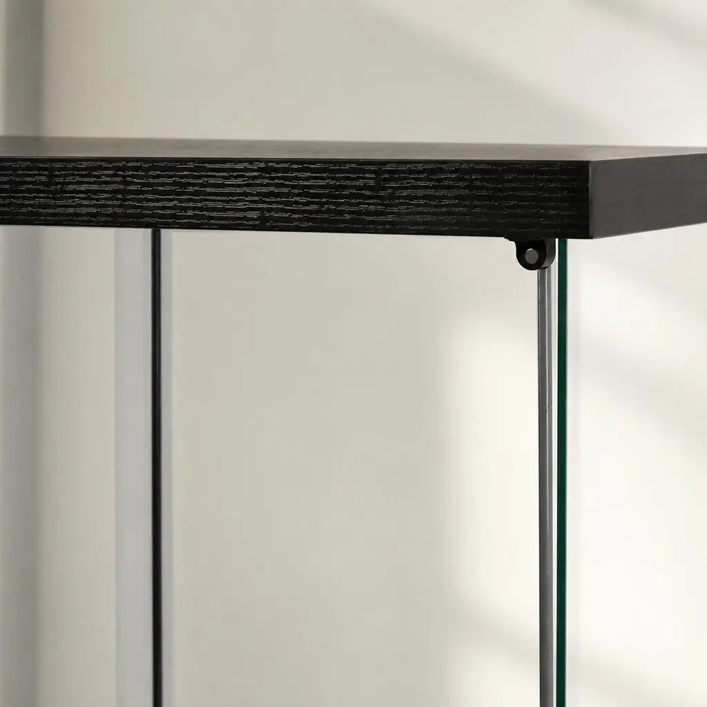 Glass Display Cabinet Tempered Glass MDF 4-Tier Black