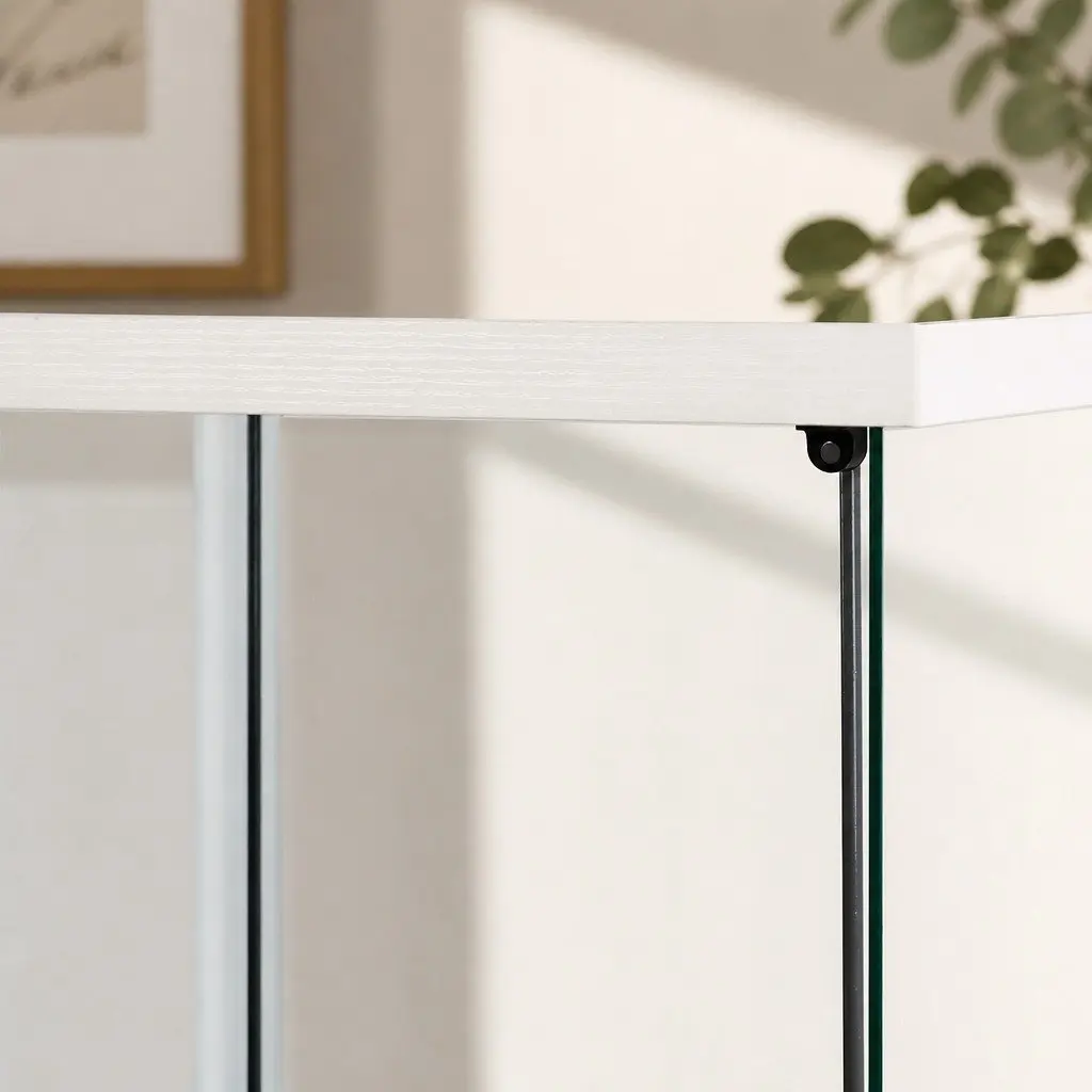 4-Tier Tempered Glass Storage Cabinet in White