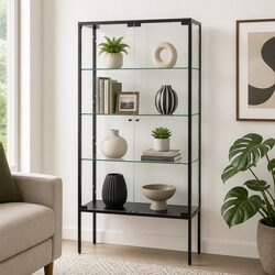 Durable 4-Tier Glass Display Cabinet with Steel Frame