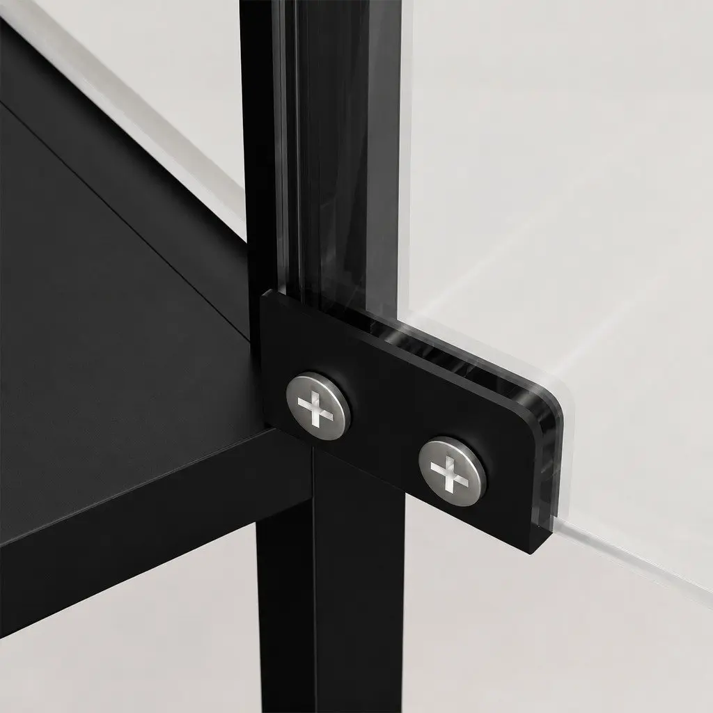 Glass Display Cabinet Tempered Glass 160cm Black Steel Frame 4 Tier