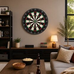18 Inch Black Dartboard with 6 Steel Darts and Rotating Ring