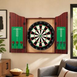 Premium 18 Inch Dartboard Cabinet with 6 Steel Darts