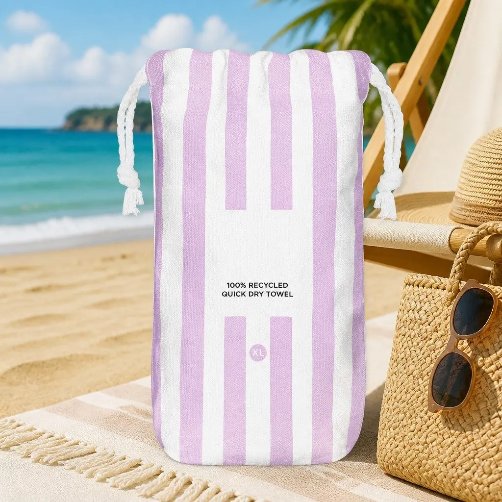 Quick Dry Beach Towel Polyester 200cm x 90cm Lombok Lilac