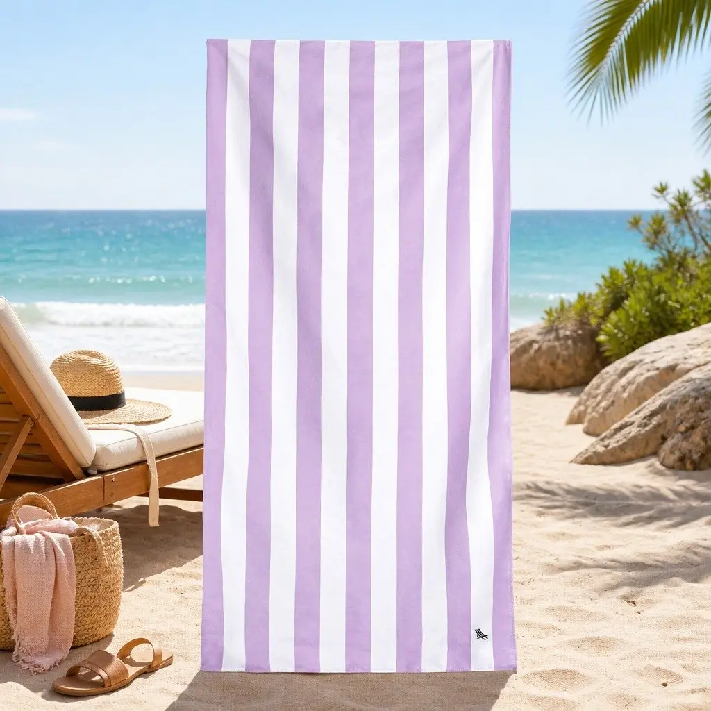 Quick Dry Beach Towel Polyester 200cm x 90cm Lombok Lilac