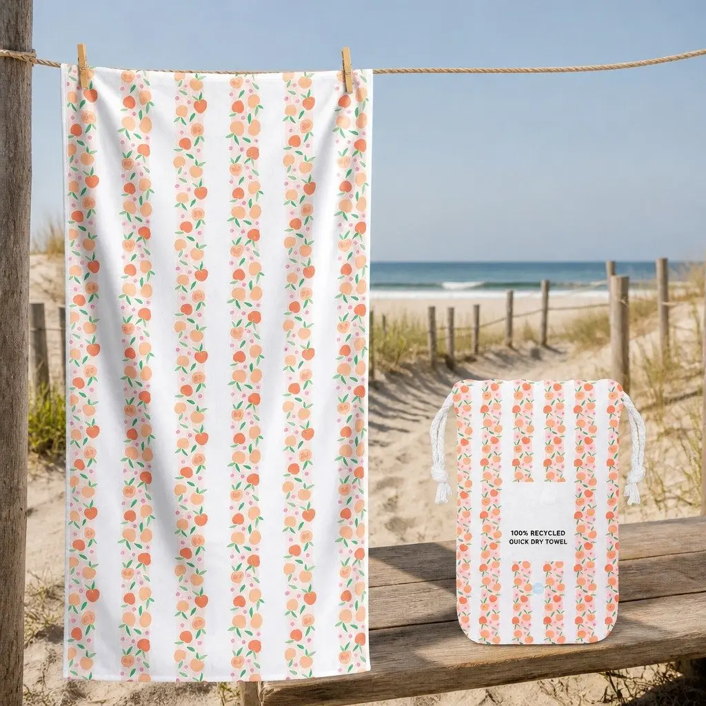 Kids Towel Peach Quick Dry Lightweight Compact Sand Free for Beach Pool Home M Size