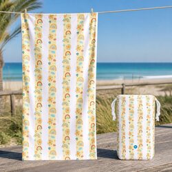 Kids Compact Quick-Dry Beach Towel in Rainbow Colors