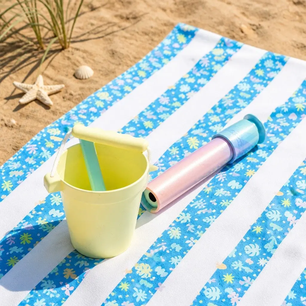 Kids Beach Towel Quick Dry Compact Lightweight Polyester 130x70cm Playful Colours