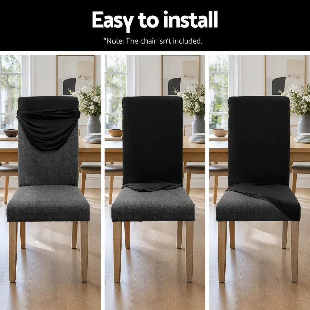 Dining Chair Covers 4 Pack Slipcovers Spandex Stretch Banquet Wedding Black